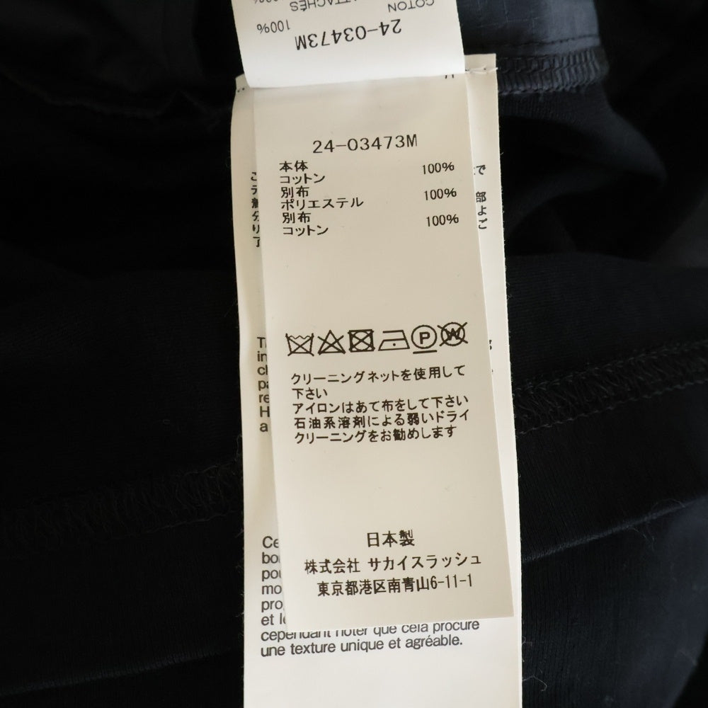 Sacai(サカイ) リップストップパネル 半袖Tシャツ カットソー ブラック 24-03473M