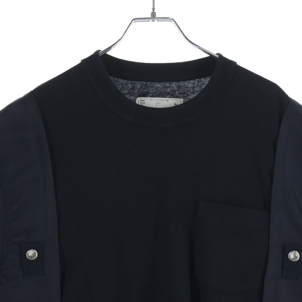 Sacai(サカイ) ナイロン切替 半袖Tシャツ カットソー ブラック 24-03457M