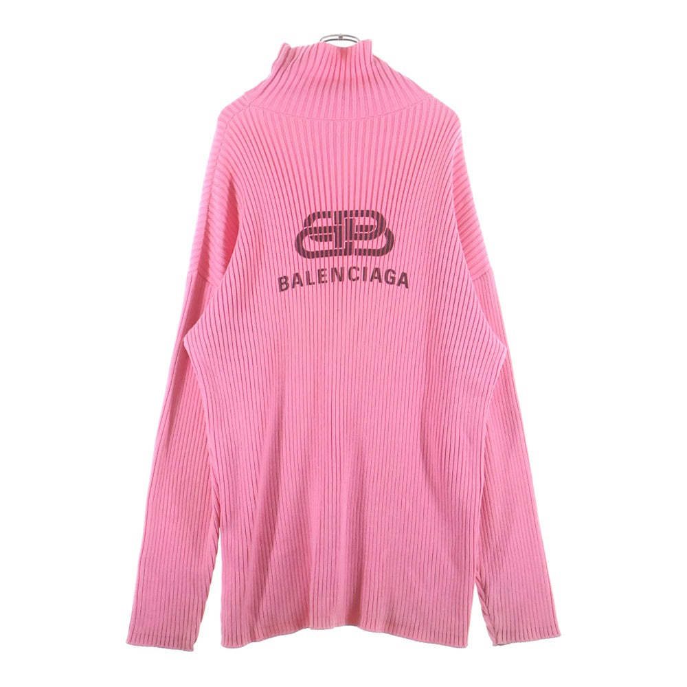 BALENCIAGA(バレンシアガ) フロントロゴ オーバーサイズ ハイネック長袖セーター ピンク 583089