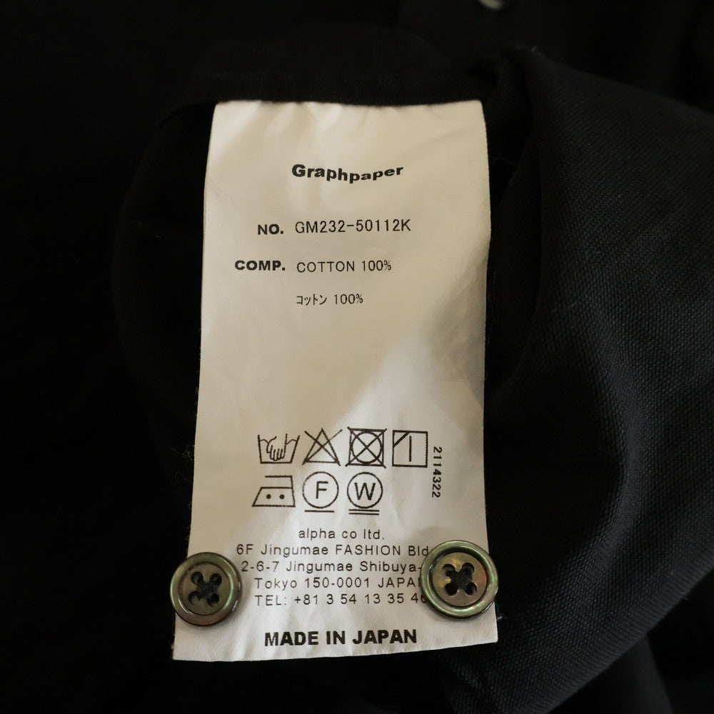 Graphpaper(グラフペーパー) 23AW Oxford L/S Oversized Shirt オーバーサイズ 長袖 オックスフォードシャツ ブラック GM232-50112K