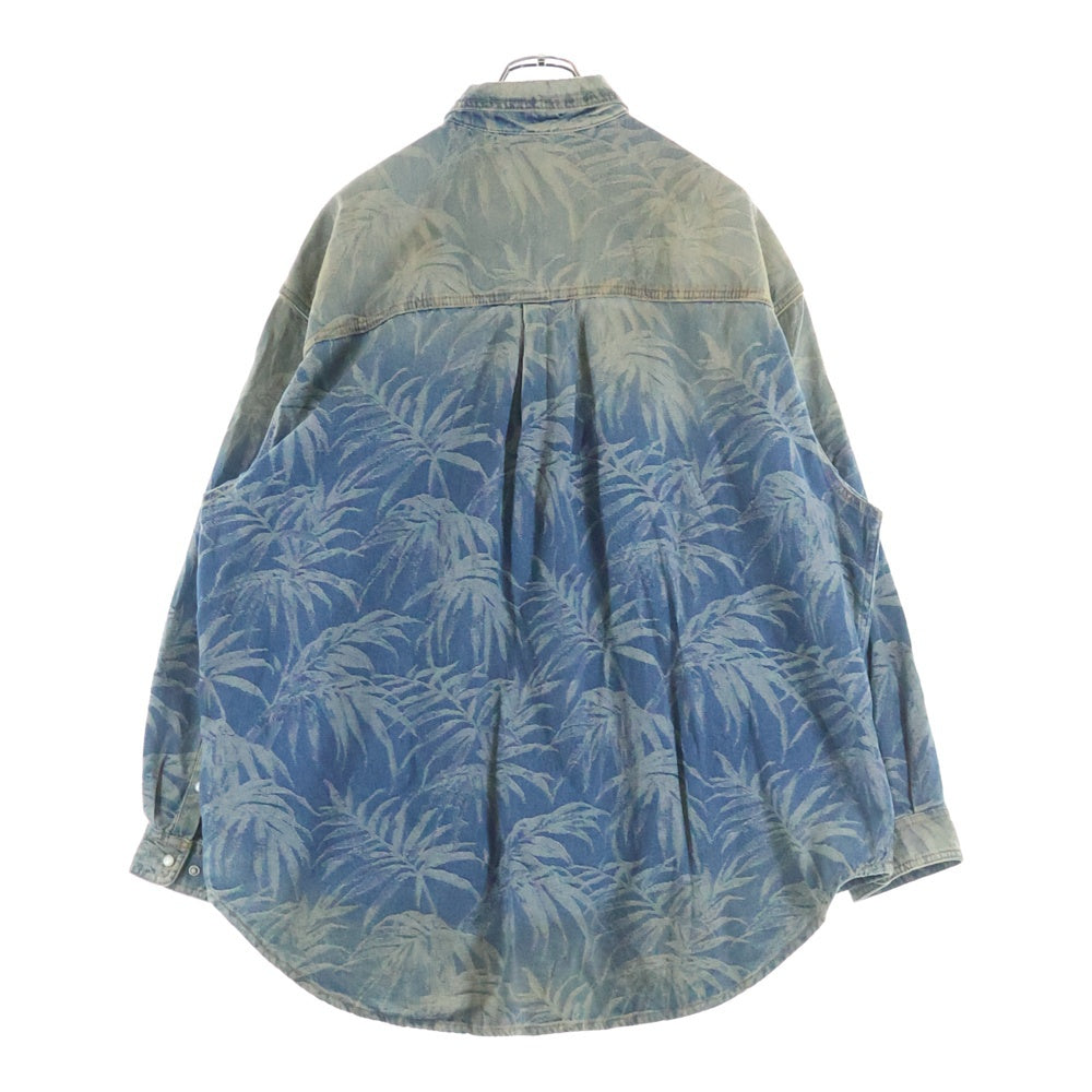 Palm Angels(パームエンジェルス) 22SS JUNGLE LEAF PRINT DENIM SHIRT リーフ柄 フロントポケット デニムシャツ インディゴ PMYD015S22DEN002
