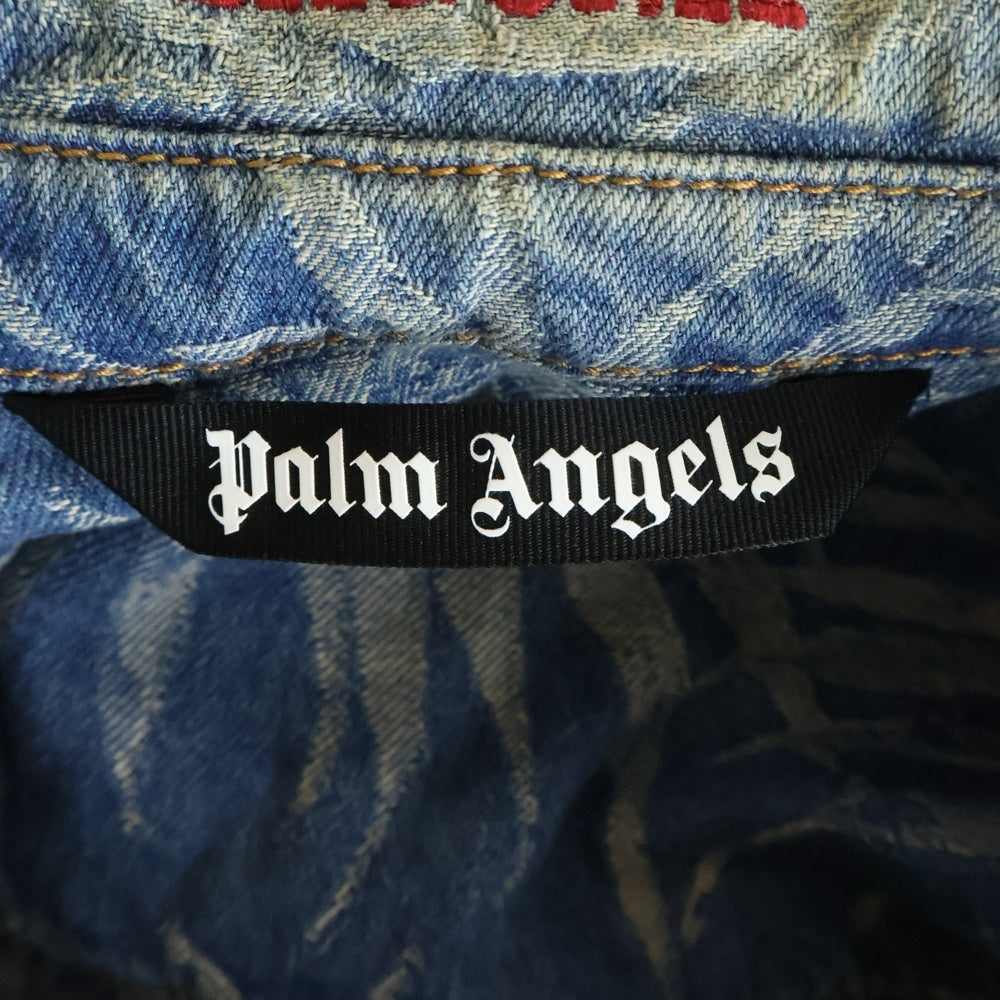 Palm Angels(パームエンジェルス) 22SS JUNGLE LEAF PRINT DENIM SHIRT リーフ柄 フロントポケット デニムシャツ インディゴ PMYD015S22DEN002