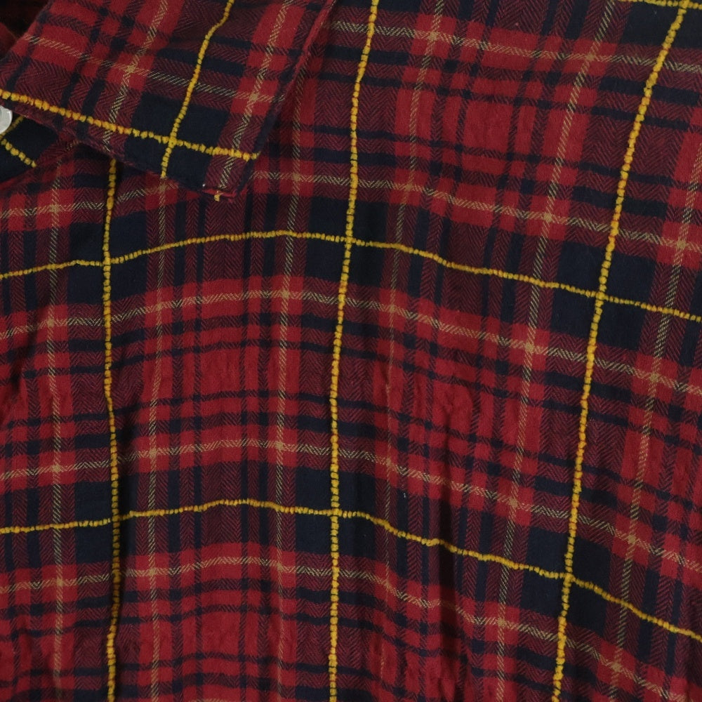 Palm Angels(パームエンジェルス) 20AW FLANNEL CURVED LOGO OVERSHIRT アーチロゴ ペイント加工 フランネル 長袖シャツ レッド PMGA079F20FAB001