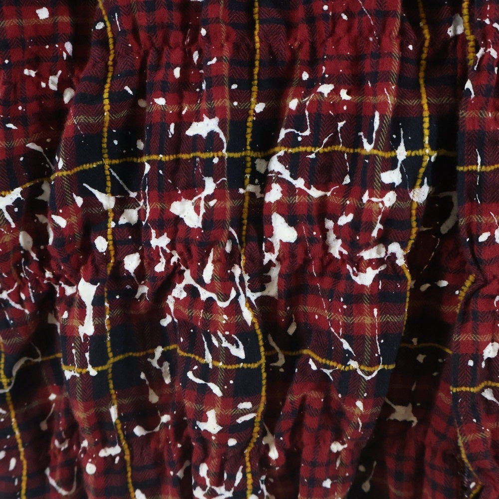 Palm Angels(パームエンジェルス) 20AW FLANNEL CURVED LOGO OVERSHIRT アーチロゴ ペイント加工 フランネル 長袖シャツ レッド PMGA079F20FAB001