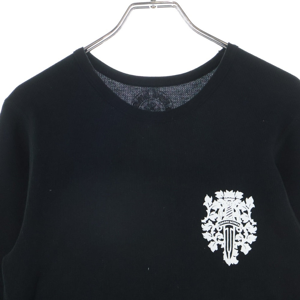 CHROME HEARTS(クロムハーツ) Thermal L/S バックダガープリント サーマル クルーネックロングスリーブTシャツ ブラック/ホワイト