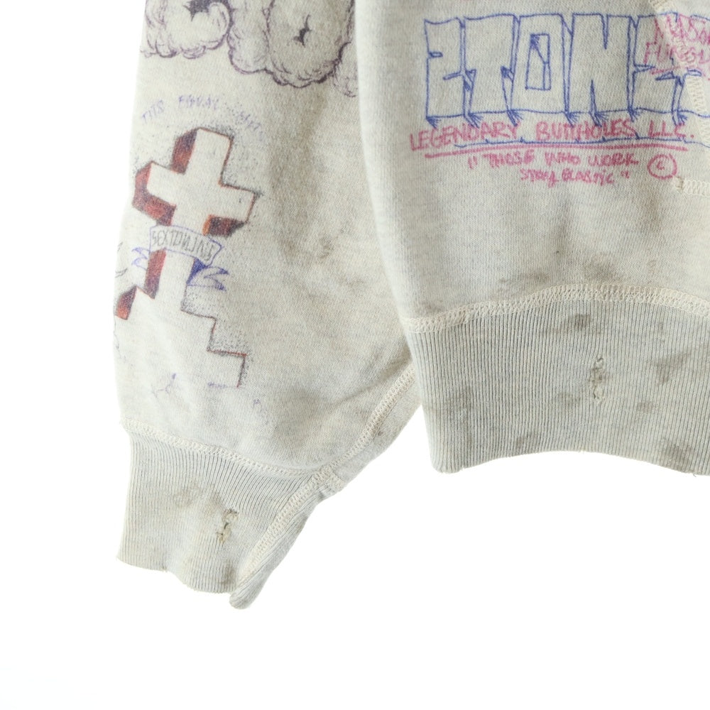 SAINT MICHAEL(セントマイケル) 24SS×BORN RAISED BR HOODIE LA ボーンレイズド グラフィックプリント スタッズ装飾 プルオーバースウェットパーカー フーディー マルチ SM-YS8-0000-C11