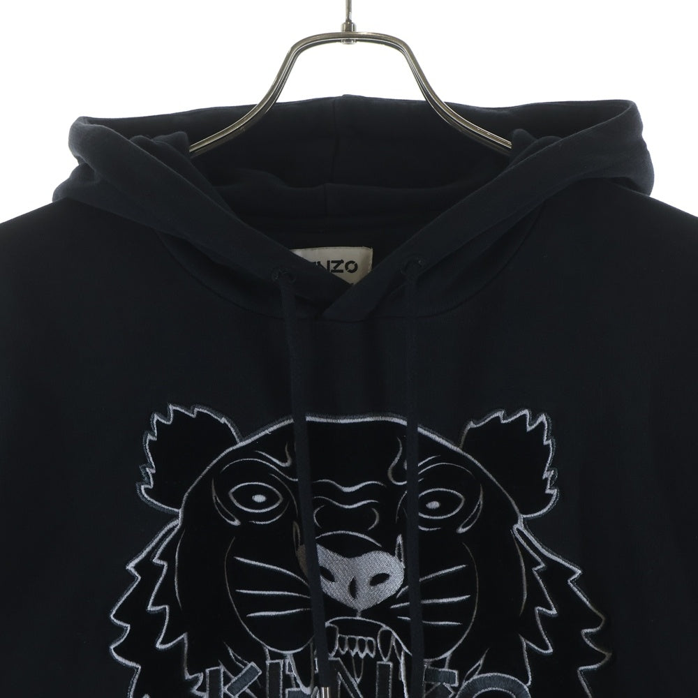 KENZO(ケンゾー) Metallic Logo Tiger Hoodie メタリックロゴ タイガー フーデッドスウェット プルオーバーパーカー ブラック FB65SW3304MZ