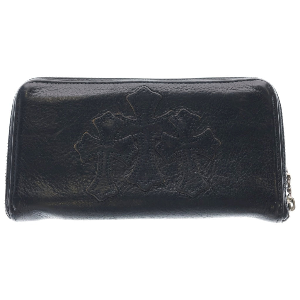 CHROME HEARTS(クロムハーツ) REC F ZIP 3クロス ラウンドジップレザーウォレット 財布 ブラック BCA368