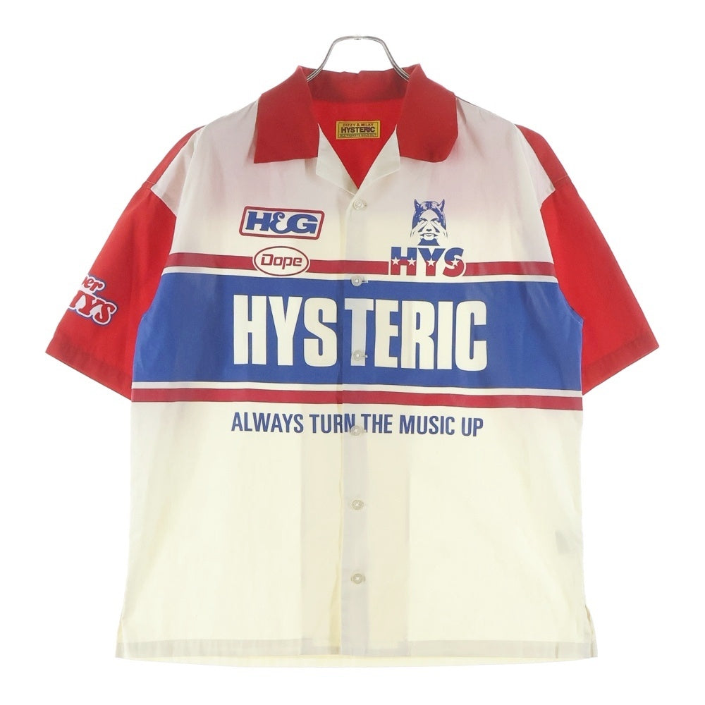 HYSTERIC GLAMOUR(ヒステリックグラマー) 25SS HYSTERIC WOMAN レーシング 半袖シャツ ホワイト/レッド 01251AH05