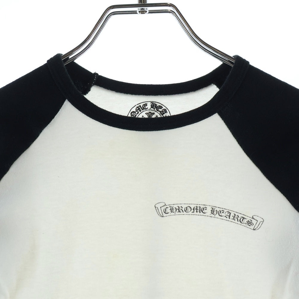CHROME HEARTS(クロムハーツ) 袖CHプラス総柄プリント バックCHクロス ラグランスリーブ 七分袖Tシャツ カットソー キッズ ホワイト/ブラック