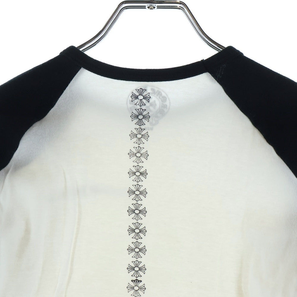 CHROME HEARTS(クロムハーツ) 袖CHプラス総柄プリント バックCHクロス ラグランスリーブ 七分袖Tシャツ カットソー キッズ ホワイト/ブラック