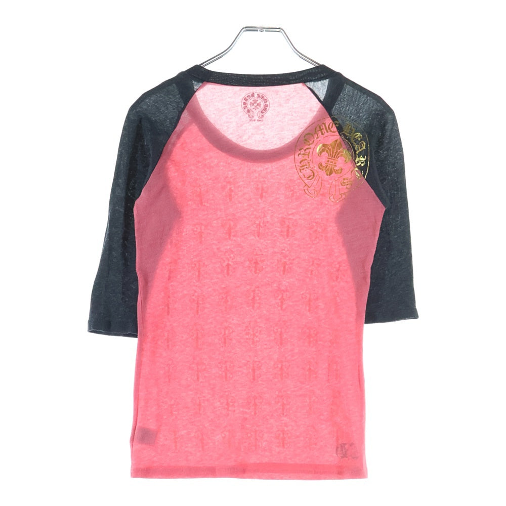 CHROME HEARTS(クロムハーツ) OLD DAGGER PRINT ダガーフロントプリント ラグランスリーブ 七分袖Tシャツ カットソー キッズ ピンク/グレー