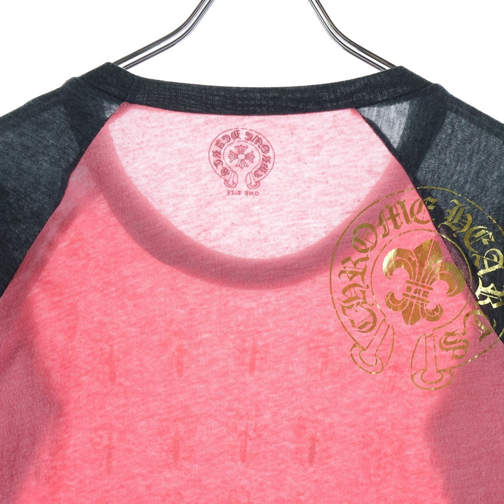 CHROME HEARTS(クロムハーツ) OLD DAGGER PRINT ダガーフロントプリント ラグランスリーブ 七分袖Tシャツ カットソー キッズ ピンク/グレー