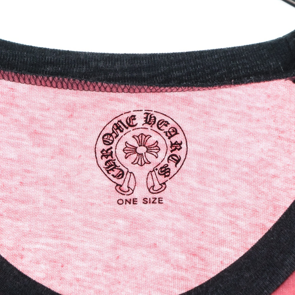 CHROME HEARTS(クロムハーツ) OLD DAGGER PRINT ダガーフロントプリント ラグランスリーブ 七分袖Tシャツ カットソー キッズ ピンク/グレー