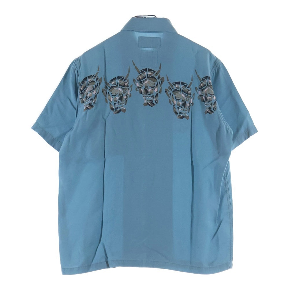 WACKO MARIA(ワコマリア) 14AW × WOLF'S HEAD ウルフズヘッド 般若 半袖アロハシャツ ブルー