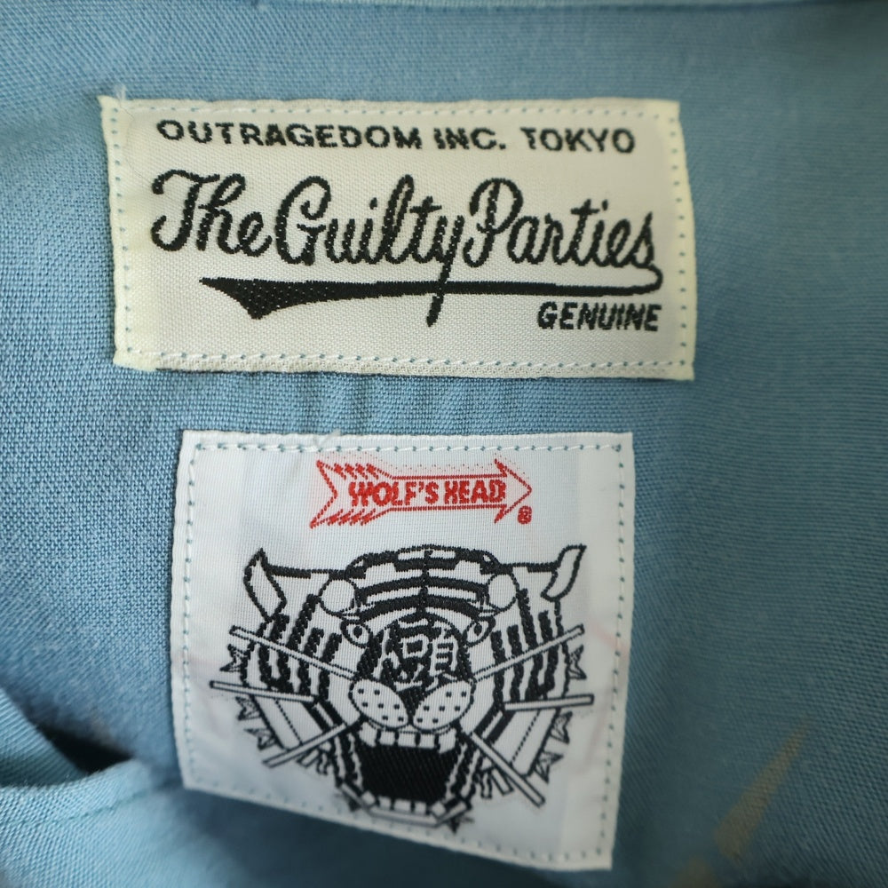 WACKO MARIA(ワコマリア) 14AW × WOLF'S HEAD ウルフズヘッド 般若 半袖アロハシャツ ブルー