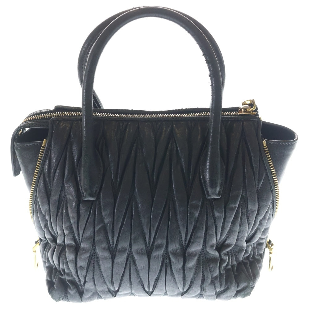 miumiu(ミュウミュウ) MATELASSE マテラッセ 2WAY レザー ハンドバック ショルダーバッグ ブラック レディース