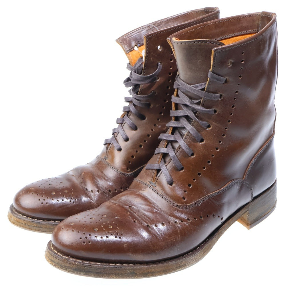 NO BRAND(ノーブランド) SAK(サク) Lace up Medallion Boots Exclusive レースアップメダリオンブーツ レザー 編み上げ Vibramソール ブラウン 40