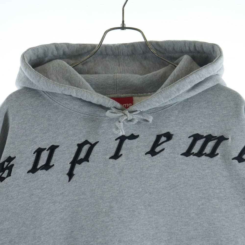 SUPREME(シュプリーム) 21AW Raised Embroidery Hooded Sweatshirt プルオーバーパーカー フロントロゴ刺繡 コットン グレー