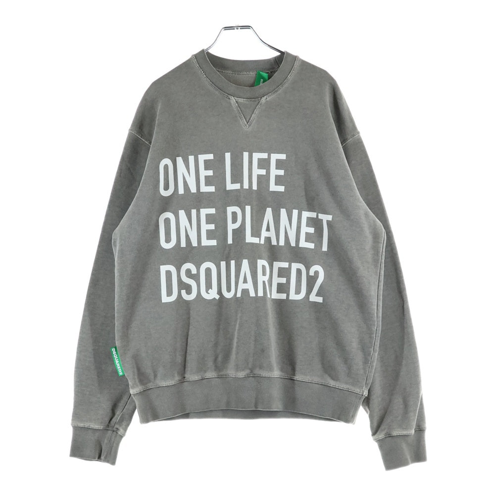 DSQUARED2(ディースクエアード) 22SS ONE LIFE ONE PLANET クルーネックスウェット トレーナー チャコールグレー S78GU0048 S25538