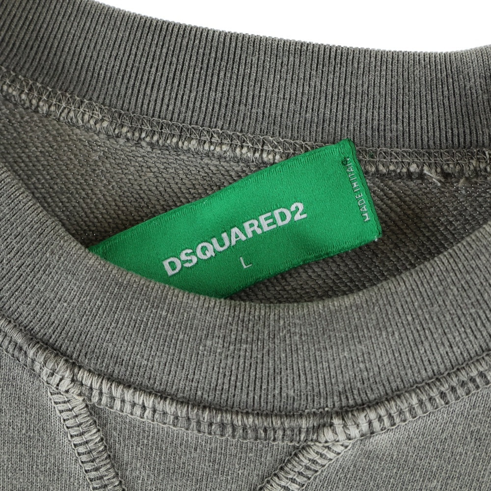 DSQUARED2(ディースクエアード) 22SS ONE LIFE ONE PLANET クルーネックスウェット トレーナー チャコールグレー S78GU0048 S25538
