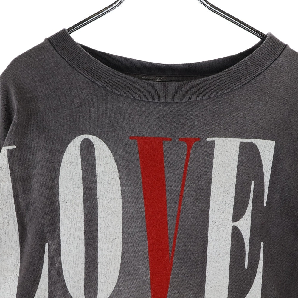 SAINT MICHAEL(セントマイケル) 22SS×VLONE ヴィーロン ヴィンテージ加工LOVEアンドHATEプリント長袖カットソー ロンT グレーブラック SM-S22-0000-068