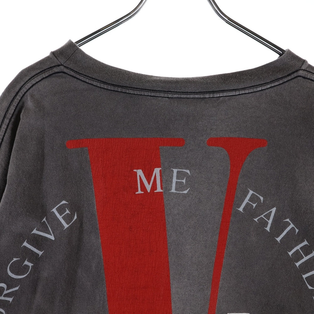 SAINT MICHAEL(セントマイケル) 22SS×VLONE ヴィーロン ヴィンテージ加工LOVEアンドHATEプリント長袖カットソー ロンT グレーブラック SM-S22-0000-068