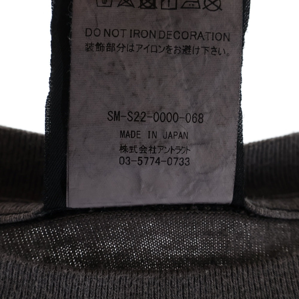SAINT MICHAEL(セントマイケル) 22SS×VLONE ヴィーロン ヴィンテージ加工LOVEアンドHATEプリント長袖カットソー ロンT グレーブラック SM-S22-0000-068