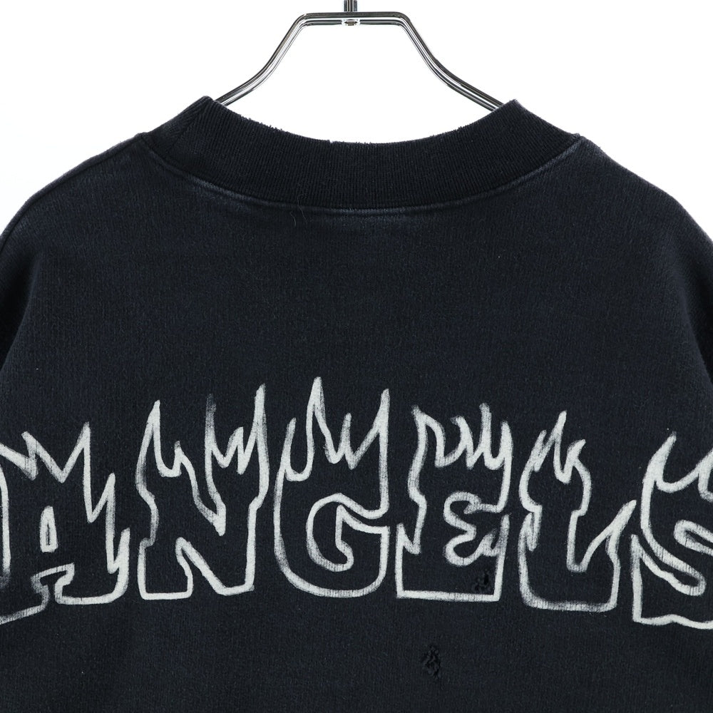 Palm Angels(パームエンジェルス) PALMS&SKULL DISTRESSED SWEATSHIRT スウェット トレーナー ブラック PMBA065F23FLE006