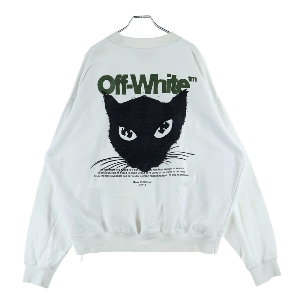OFF-WHITE(オフホワイト) Jacquard cat chunky pullover knit 刺繍デザイン スウェット トレーナー ホワイト OMBA054S23FLE002