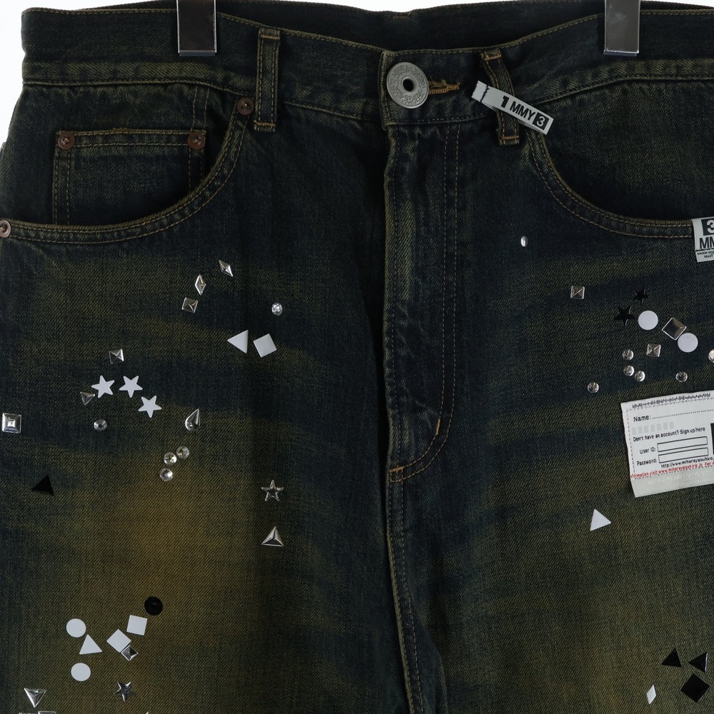 MAISON MIHARAYASUHIRO(メゾンミハラヤスヒロ) 25AW EMBELLISHED JEANS ラインストーン デニムパンツ ジーンズ インディゴ A15PT025
