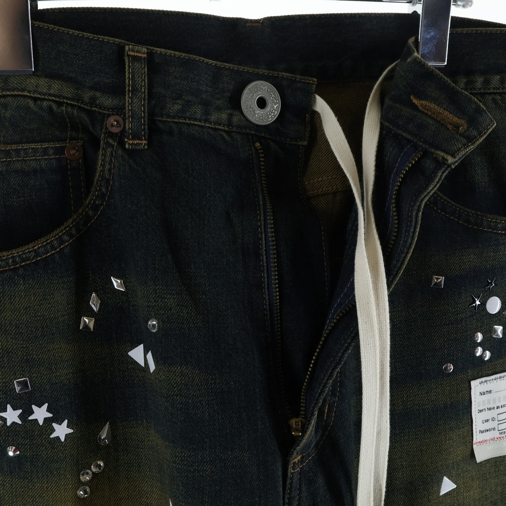 MAISON MIHARAYASUHIRO(メゾンミハラヤスヒロ) 25AW EMBELLISHED JEANS ラインストーン デニムパンツ ジーンズ インディゴ A15PT025