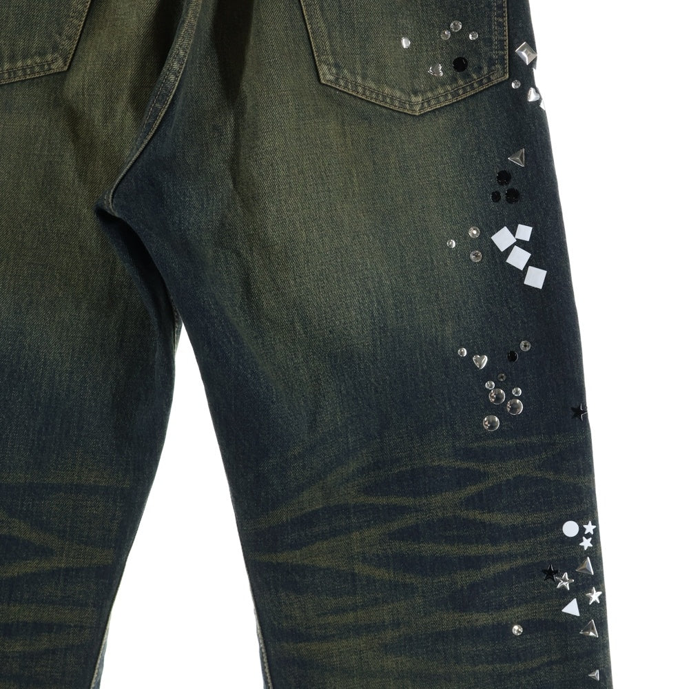 MAISON MIHARAYASUHIRO(メゾンミハラヤスヒロ) 25AW EMBELLISHED JEANS ラインストーン デニムパンツ ジーンズ インディゴ A15PT025