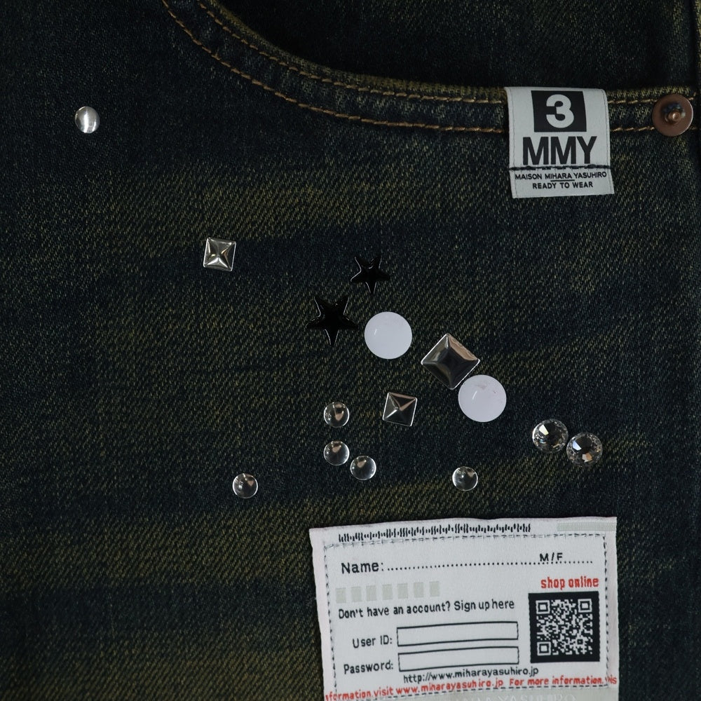 MAISON MIHARAYASUHIRO(メゾンミハラヤスヒロ) 25AW EMBELLISHED JEANS ラインストーン デニムパンツ ジーンズ インディゴ A15PT025