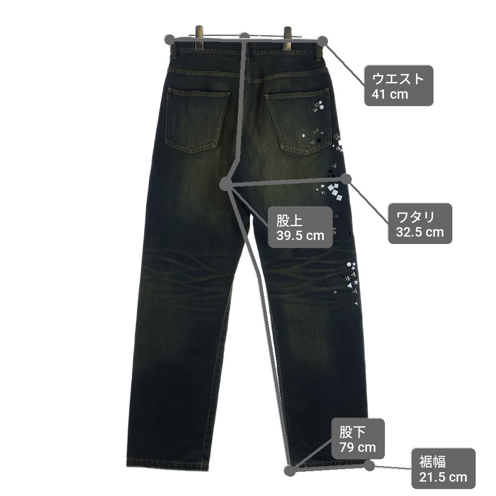 MAISON MIHARAYASUHIRO(メゾンミハラヤスヒロ) 25AW EMBELLISHED JEANS ラインストーン デニムパンツ ジーンズ インディゴ A15PT025