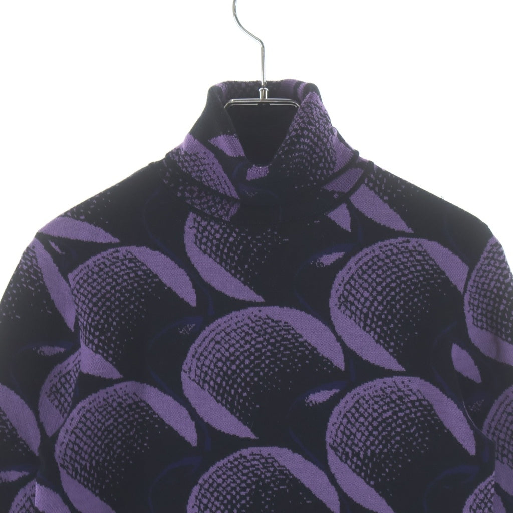 PRADA(プラダ) 21AW セカンドスキン パワーネットニット タートルネックニット 総柄 パープル レディース