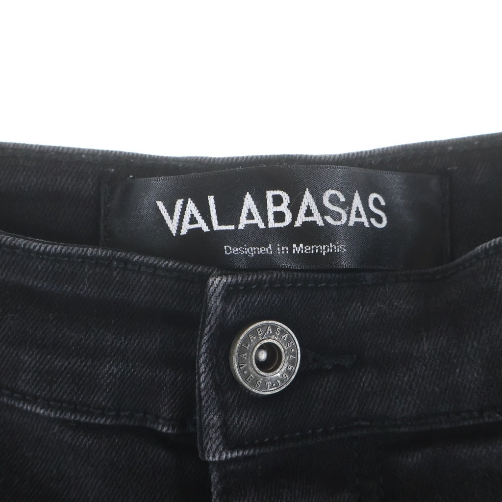 VALABASAS(ヴァラバサス) 刺繍ロゴ フレア ブーツカット デニムパンツ ブラック