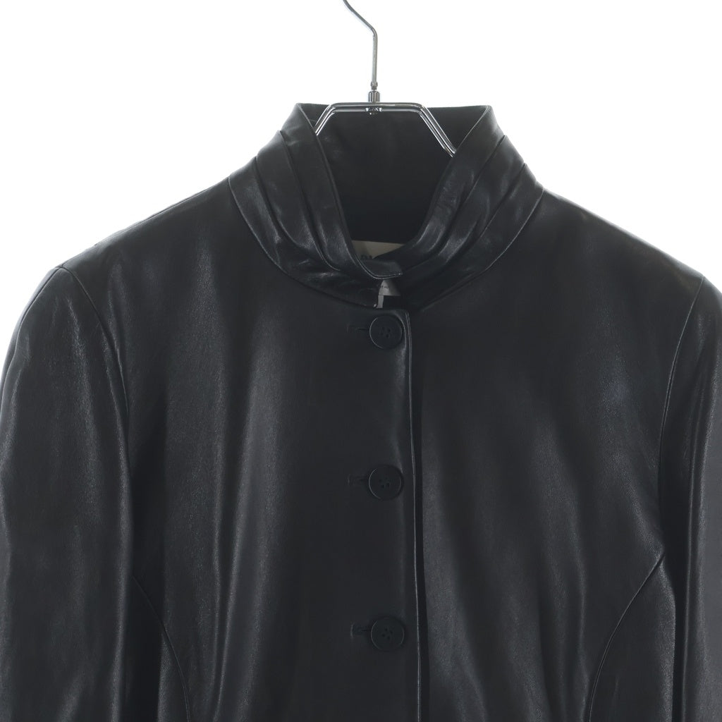 ARMANI COLLEZIONI(アルマーニ コレツィオーニ) Leather Jacket カーフレザー ジャケット スタンドカラー ブラック