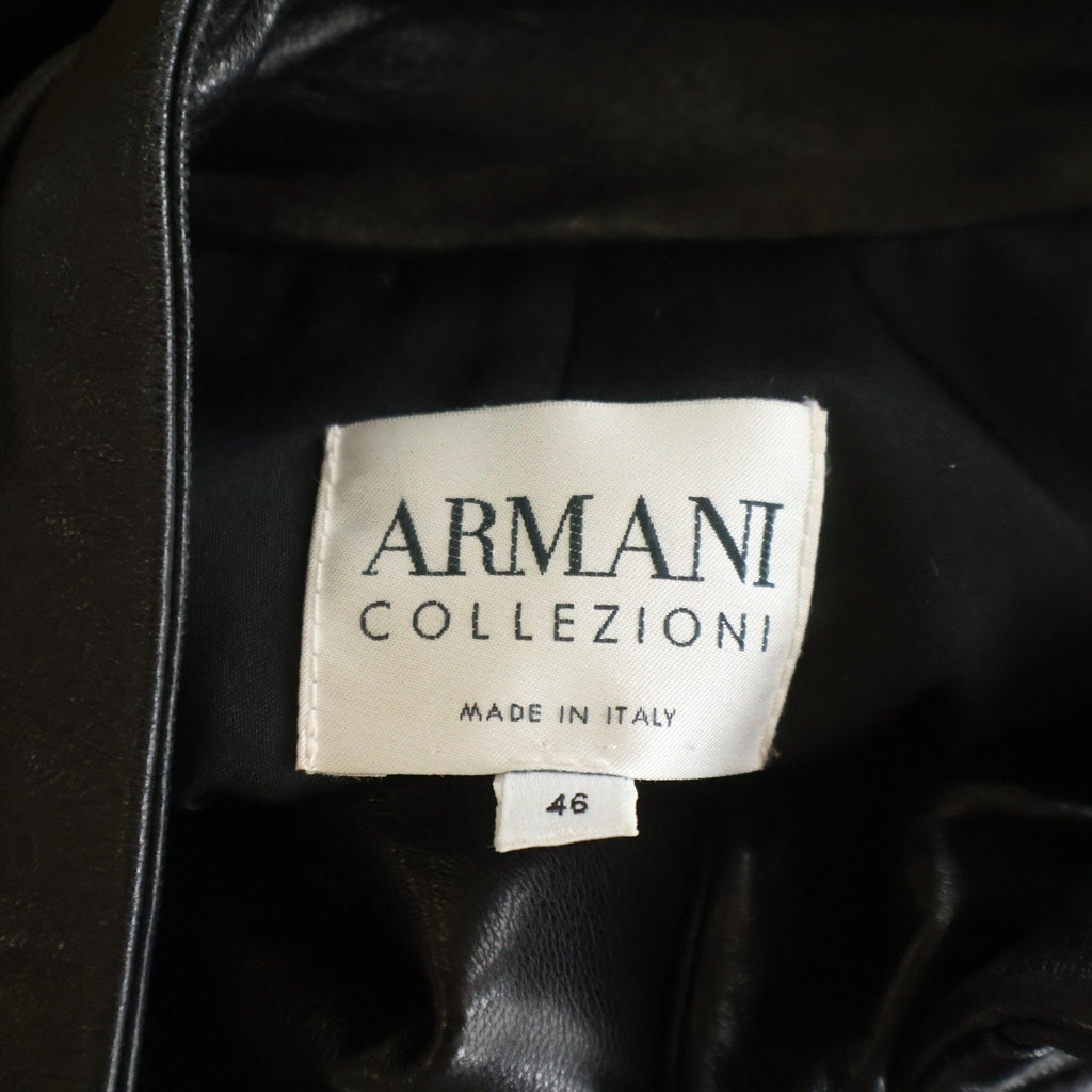 ARMANI COLLEZIONI(アルマーニ コレツィオーニ) Leather Jacket カーフレザー ジャケット スタンドカラー ブラック