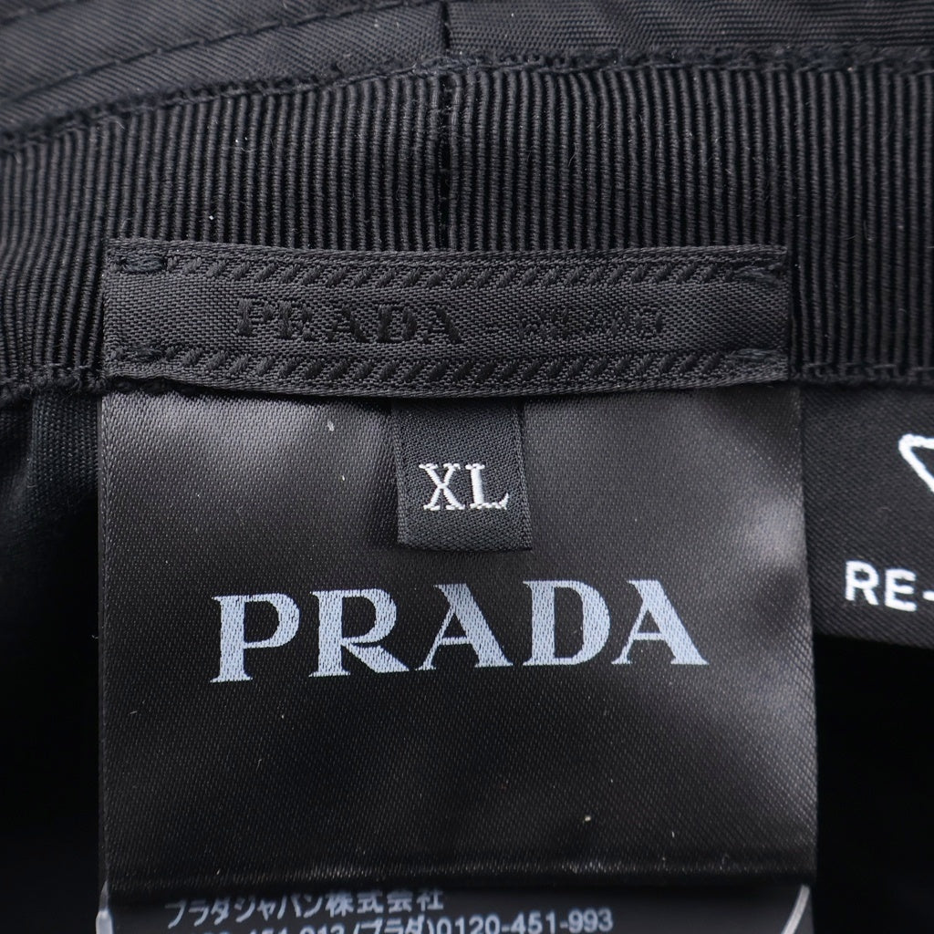 PRADA(プラダ) RE-NYLON リナイロン トライアングルロゴプレート バケットハット 帽子 ブラック 2HC137 レディース
