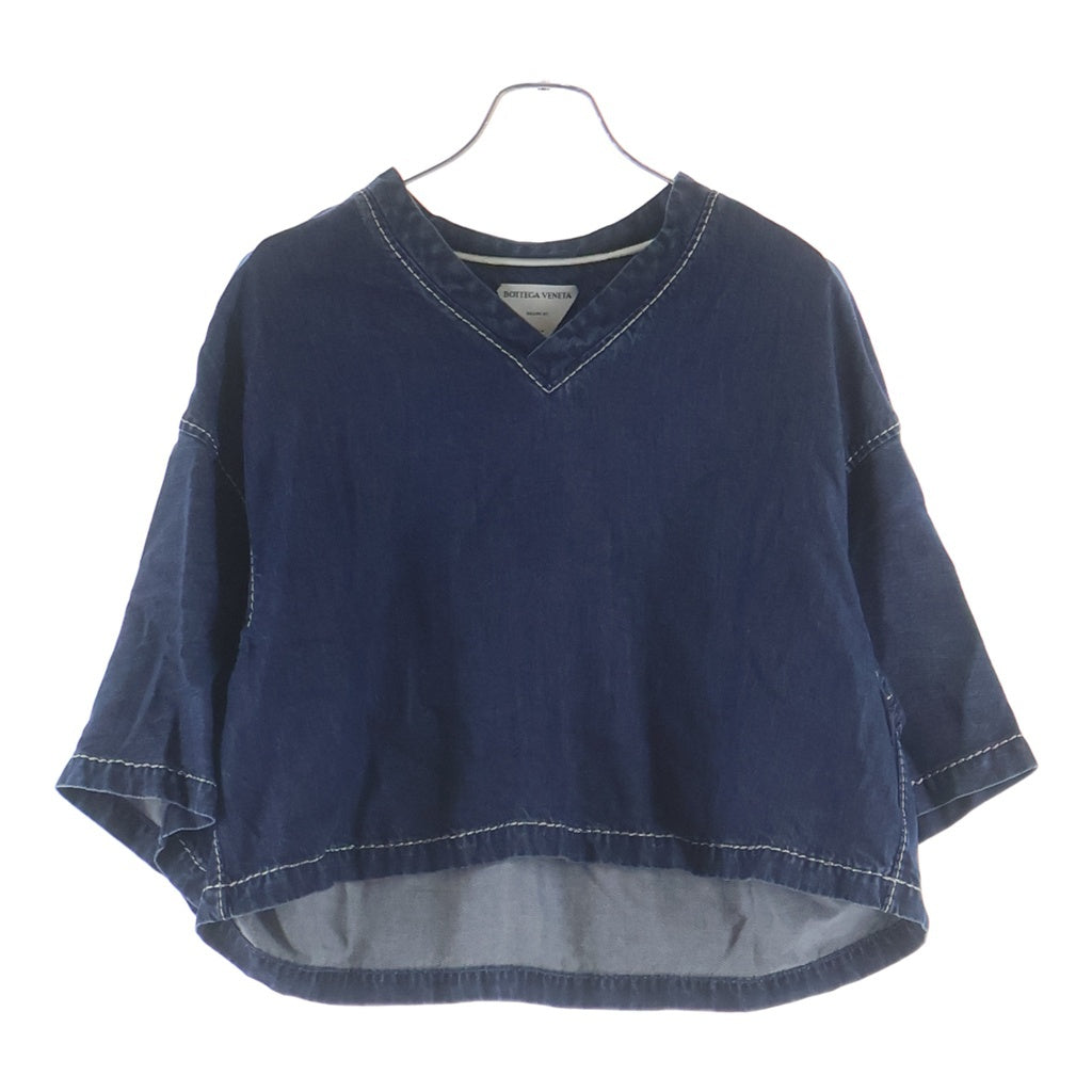 BOTTEGA VENETA(ボッテガヴェネタ) 21SS CROPPED DENIM SHIRT クロップド デニム半袖シャツ インディゴ 657734 V0SH0