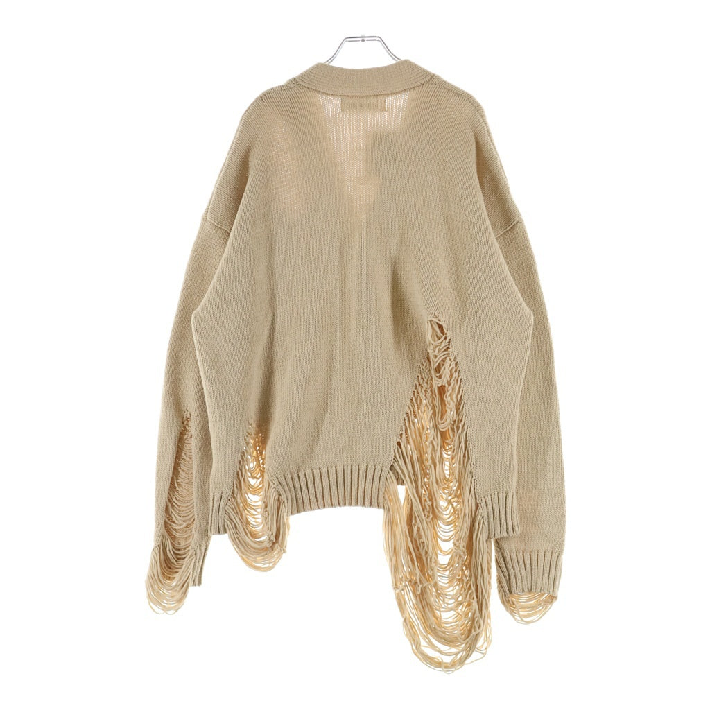 DISCOVERED(ディスカバード) 22AW DAMAGE COTTON KNIT CARDIGAN ダメージコットン ニットカーディガン ベージュ DC-SS22-KN-05