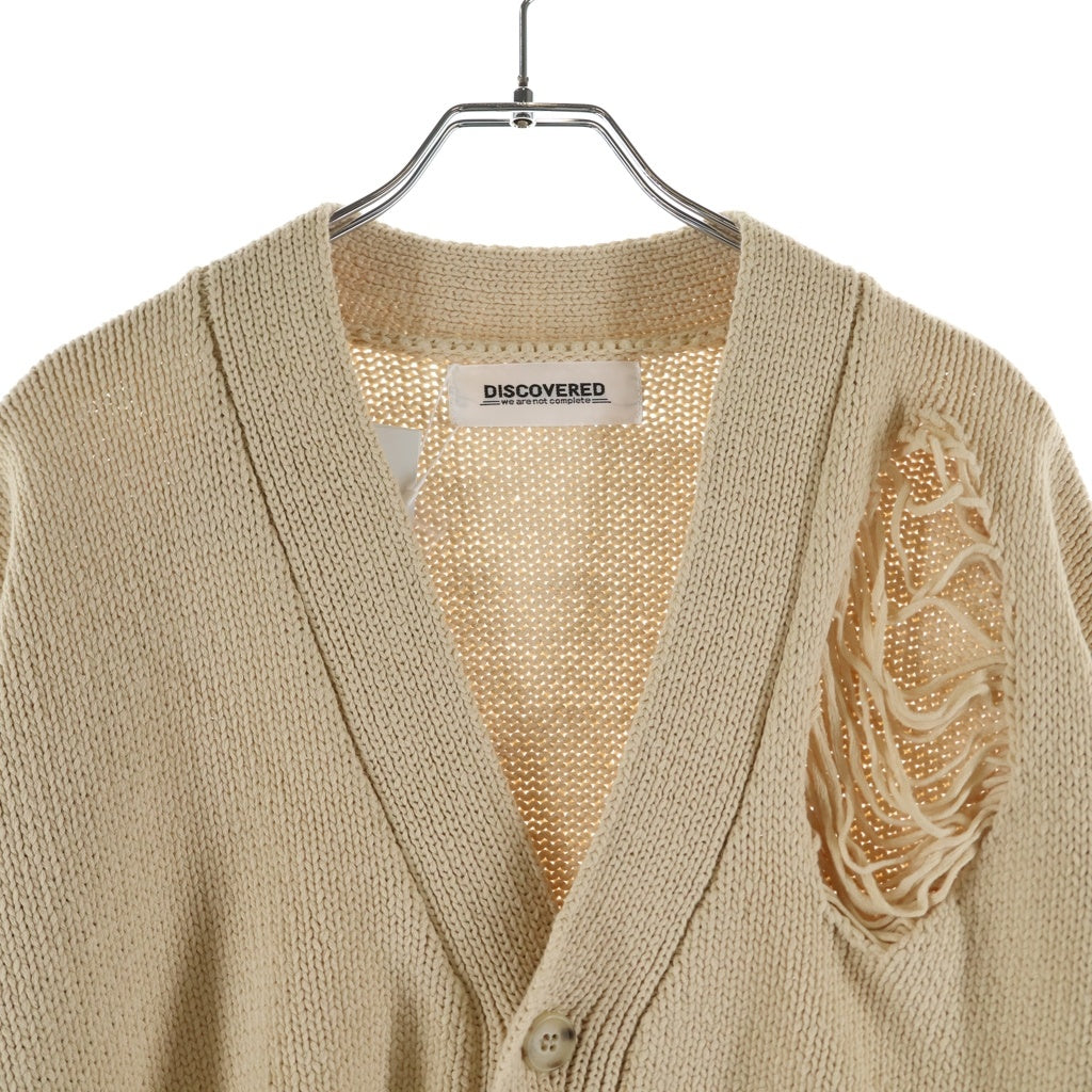 DISCOVERED(ディスカバード) 22AW DAMAGE COTTON KNIT CARDIGAN ダメージコットン ニットカーディガン ベージュ DC-SS22-KN-05