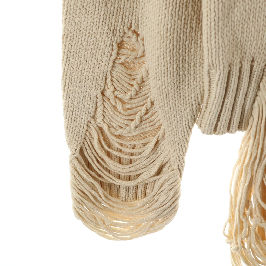 DISCOVERED(ディスカバード) 22AW DAMAGE COTTON KNIT CARDIGAN ダメージコットン ニットカーディガン ベージュ DC-SS22-KN-05