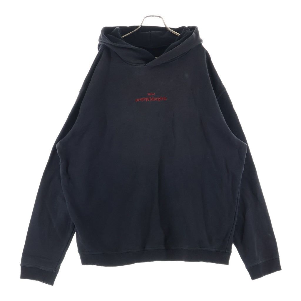 Maison Margiela(メゾンマルジェラ) 22SS ロゴ刺繍 アップサイドダウンロゴ スウェット プルオーバーパーカー フーディー ブラック S50GU0167 S25503
