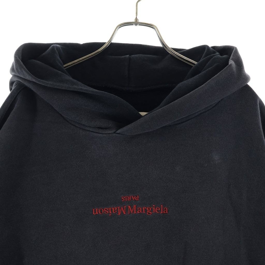 Maison Margiela(メゾンマルジェラ) 22SS ロゴ刺繍 アップサイドダウンロゴ スウェット プルオーバーパーカー フーディー ブラック S50GU0167 S25503