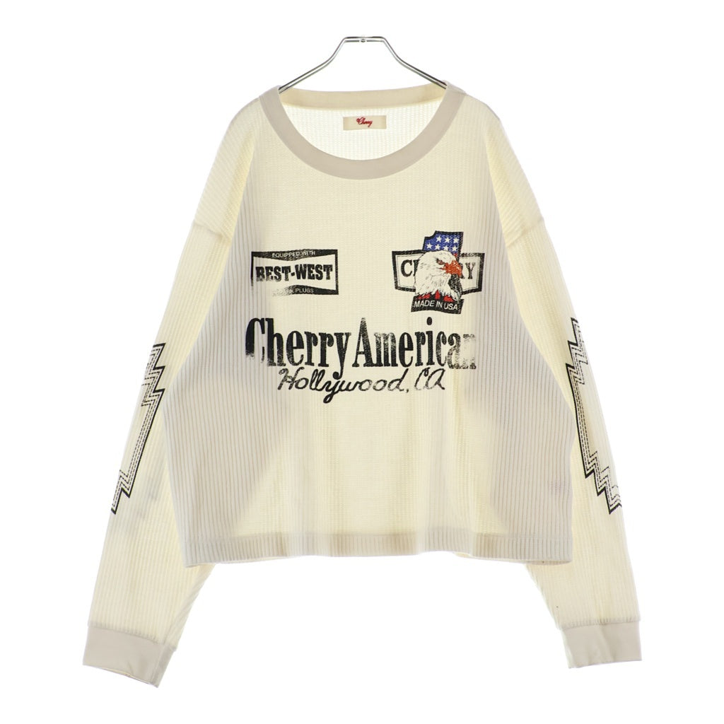 NO BRAND(ノーブランド) 【Cherry】チェリー Best West Thermal サーマル 長袖Tシャツ ロングスリーブカットソー ホワイト
