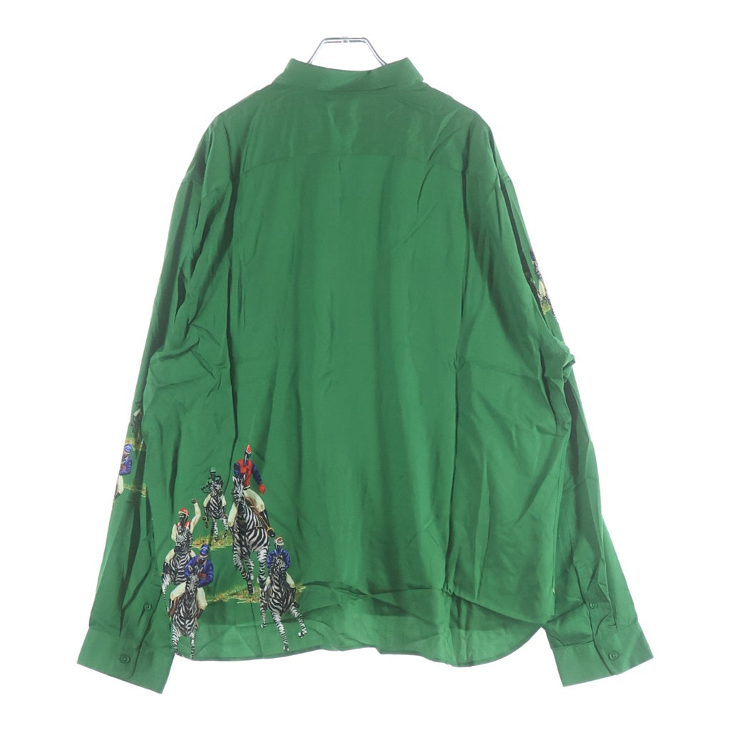 DENIM TEARS(デニムティアーズ) Jockey Riders Button Up ジョッキーライダースロゴ 長袖シャツ SS24WS0001 グリーン