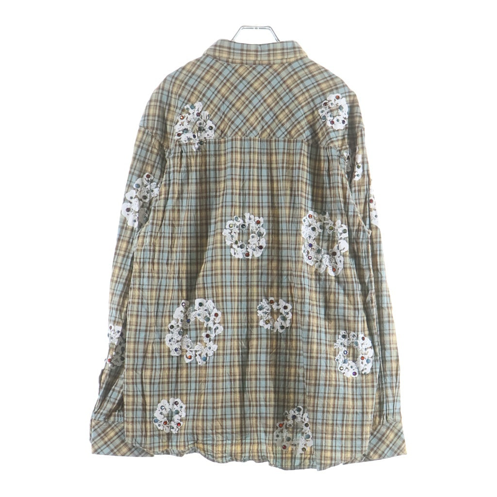 DENIM TEARS(デニムティアーズ) Cotton Wreath Western Button Up コットン 長袖チェックシャツ イエロー/ブルー
