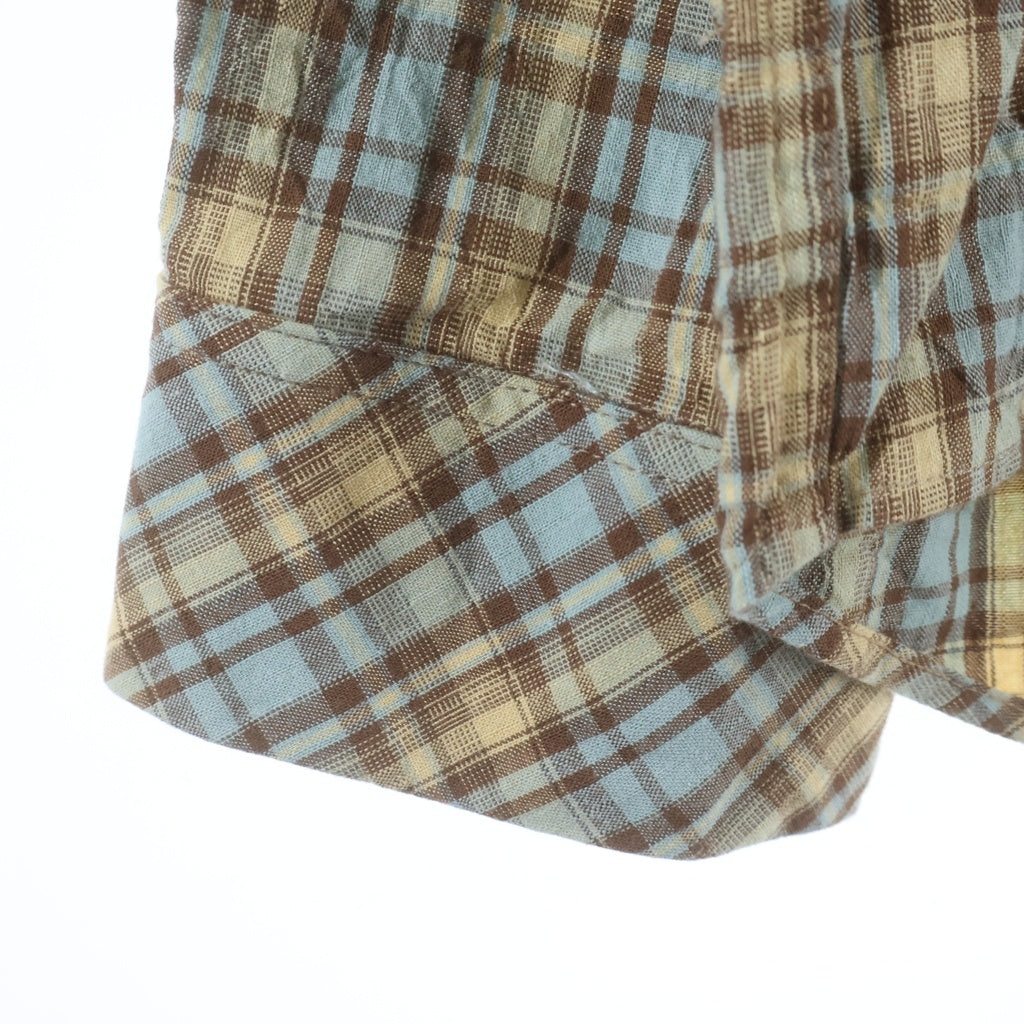 DENIM TEARS(デニムティアーズ) Cotton Wreath Western Button Up コットン 長袖チェックシャツ イエロー/ブルー
